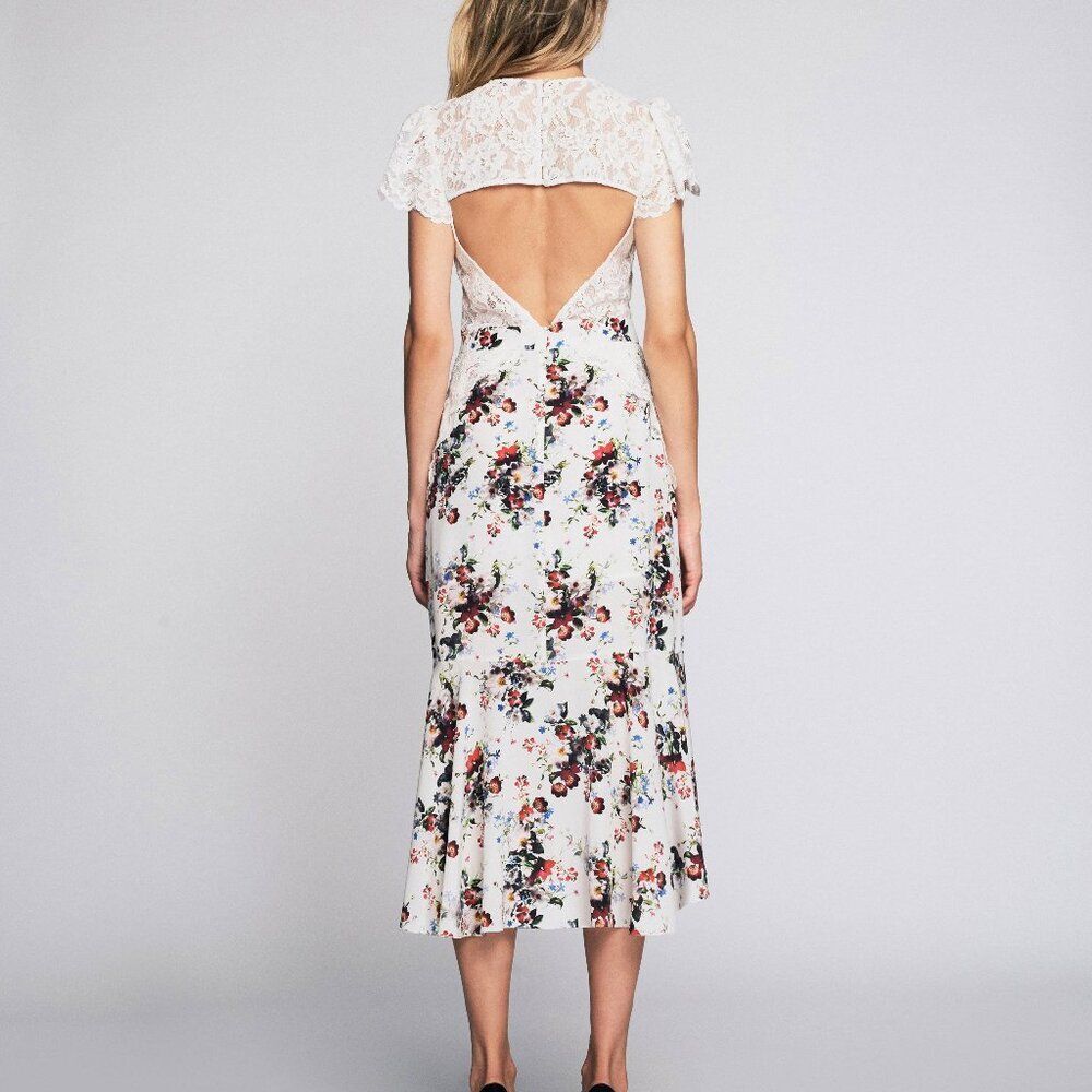 Marissa Webb Imani Dress Gorgeous Back cutout floral silk lace Summer Party midi - Picture 4 of 14
